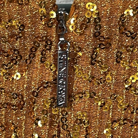 New Stine Goya Odis Mini Shift Dress Gold Sequin Sparkle Long Sleeve Sz S - Picture 8 of 16